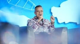 Direktur Operations BRI Hakim Putratama dalam acara Satu Data Untuk Semua: Summit Data Kependudukan Semester I 2025 di Auditorium Menara Bank Mega, Jakarta Selatan, Kamis (28/8/2025).