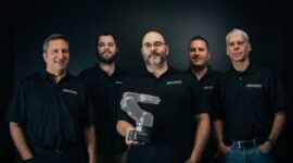 Mecademic Management (L to R): Philippe Beaulieu, CEO; Eric Boutet, VP R&D; Jonathan Coulombe, CTO; Philippe Jacome, COO; David Mass&eacute;, CFO.