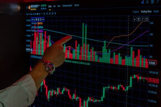 Seorang investor sedang menganalisis grafik pergerakan saham di layar, mencerminkan keputusan strategis yang diambil seputar jadwal stock split. Pemahaman yang mendalam terhadap data dan tren pasar adalah kunci dalam membuat keputusan investasi yang cerdas dan menguntungkan.